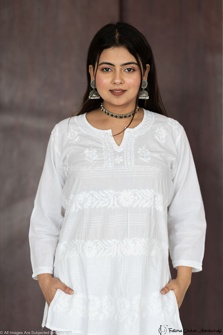 FARA WHITE RESHAM SHORT TOP DYEABLE