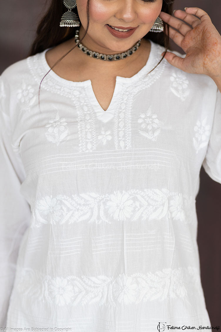 FARA WHITE RESHAM SHORT TOP DYEABLE