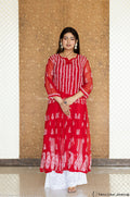 Aadila Red 56 Kali Georgette Chikankari Anarkali 