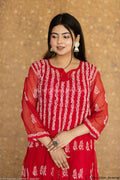 Aadila Red 56 Kali Georgette Chikankari Anarkali 