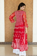 Aadila Red 56 Kali Georgette Chikankari Anarkali 