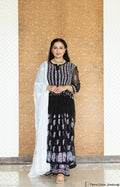 AADILA BLACK 56 KALI GEORGETTE CHIKANKARI ANARKALI