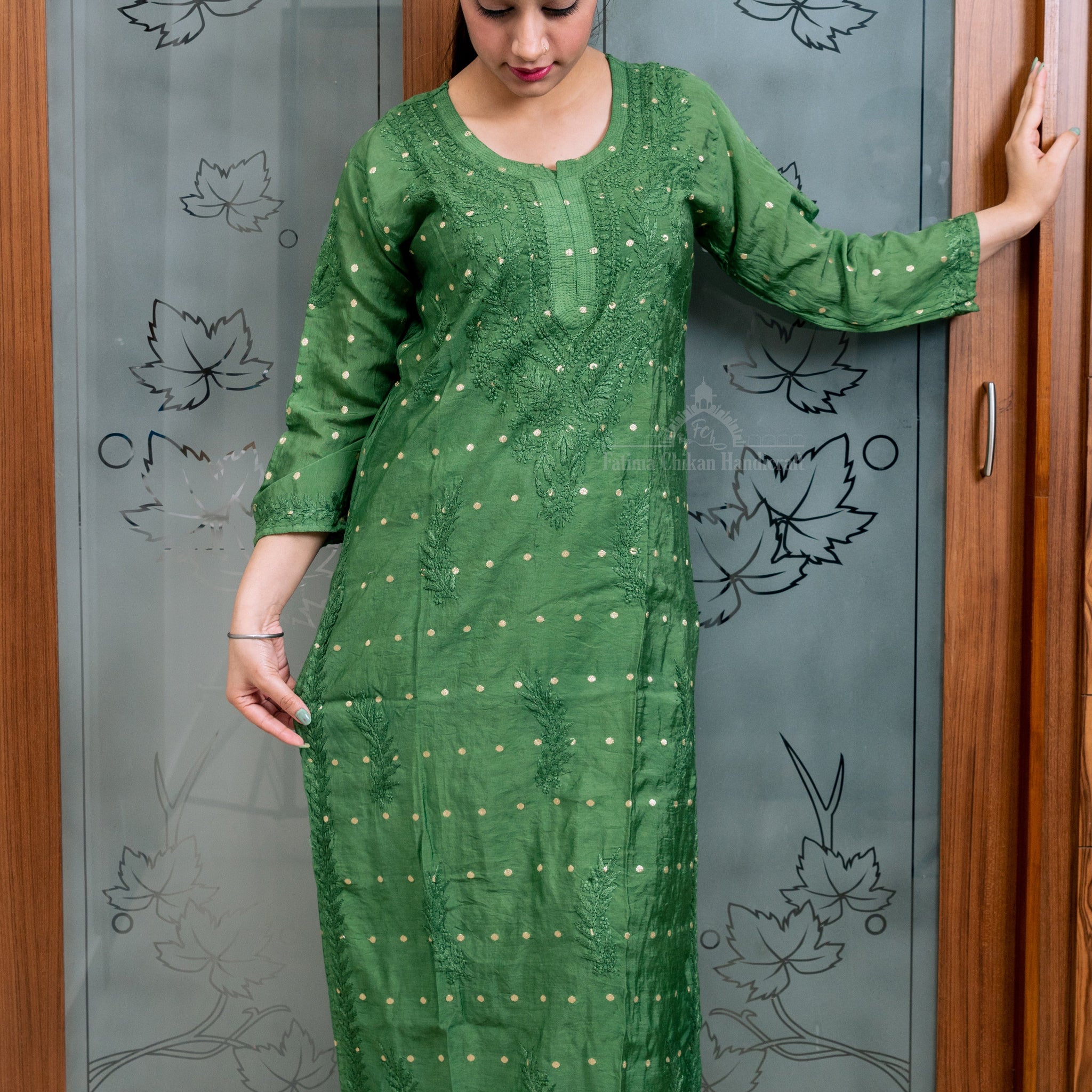 ADAB CHANDERI CHIKANKARI STITCHED SUIT SET