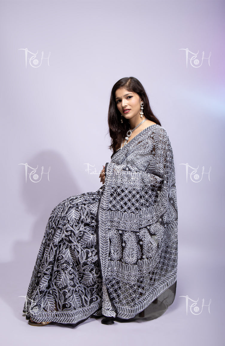 FULL JAAL GEORGETTE CHIKANKARI SAREE