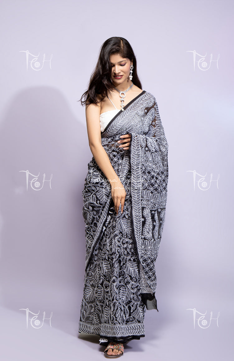 FULL JAAL GEORGETTE CHIKANKARI SAREE