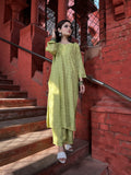 ADAB GREEN CHANDERI CHIKANKARI STITCHED SUIT SET